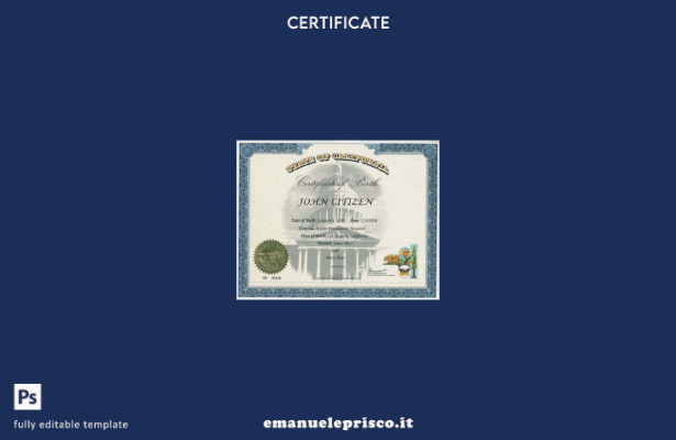 stile verificato Modello di certificato di nascita dello Stato della California 